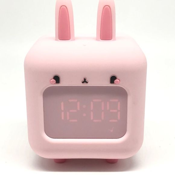 Pink Light Up Smart Rabbit Ears LED  Music Alarm Clock,Multi-Functional For Kids - Picture 7 of 16